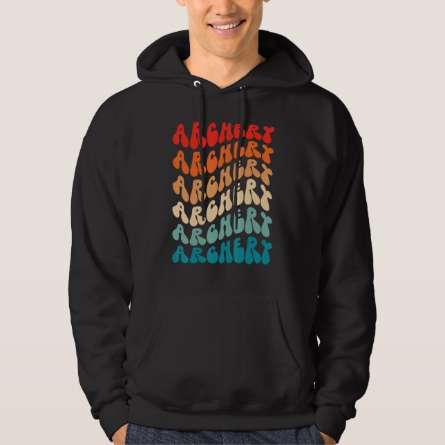 Groovy Archery Archer Girl Women Retro 70s Hippie  Hoodie (Front)
