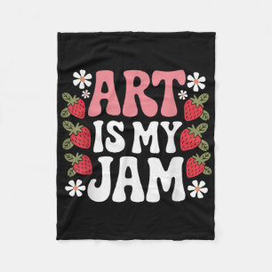 Groovy Art Is My Jam Retro Funny Art Teacher Straw Fleece Blanket
