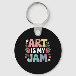 Groovy Art Is My Jam Retro Funny Art Teacher Straw Keychain