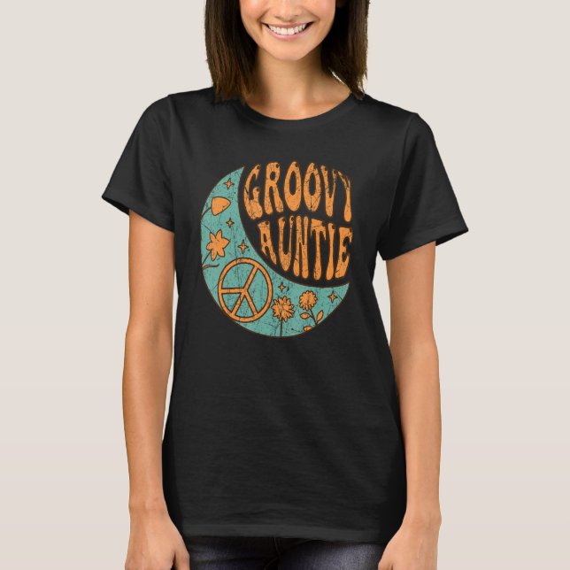 Groovy Auntie 70s Aesthetic Nostalgia 1970's Retro T-Shirt (Front)