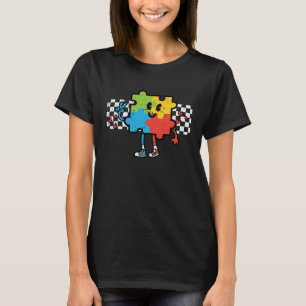 Groovy Autism Awareness Puzzle Retro Men Women Kid T-Shirt