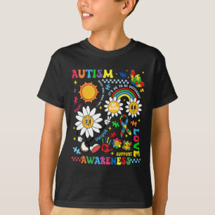 Groovy Autism Awareness Unique Love Support Puzzle T-Shirt