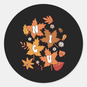 Groovy Autumn NICU Nurse Maple Leaf Fall Vibes Dai Classic Round Sticker