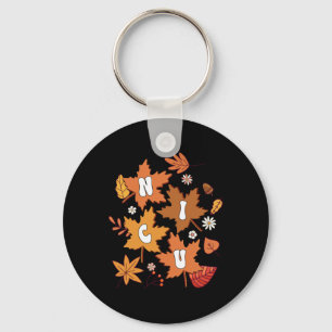 Groovy Autumn Nicu Nurse Maple Leaf Fall Vibes Dai Keychain