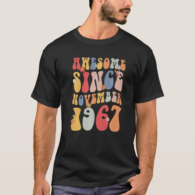 Groovy Awesome Since November 1967 Retro  55th T-Shirt (Front)