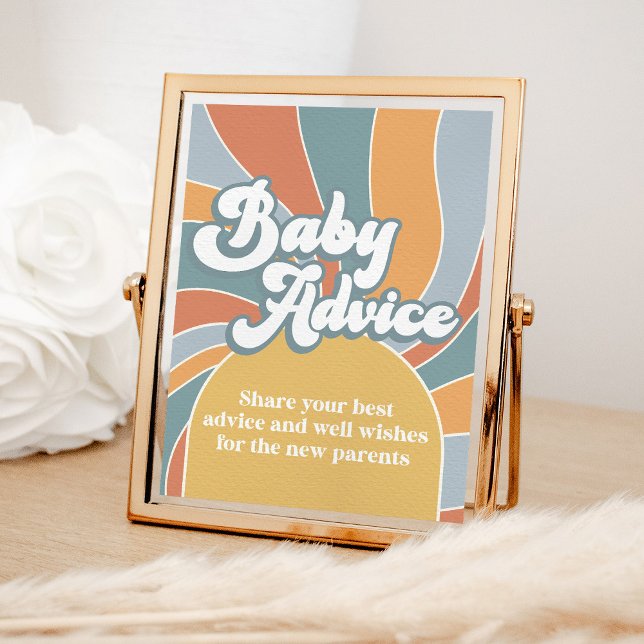 Groovy Baby Advice Retro Sunshine Baby Shower Poster (Creator Uploaded)