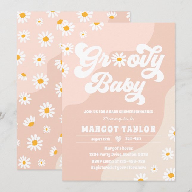 Groovy Baby Daisy Boho Hippy Vibes  Baby Shower Invitation (Front/Back)