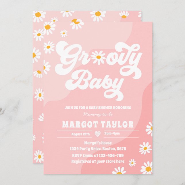 Groovy Baby Daisy Boho Hippy Vibes  Baby Shower Invitation (Front/Back)