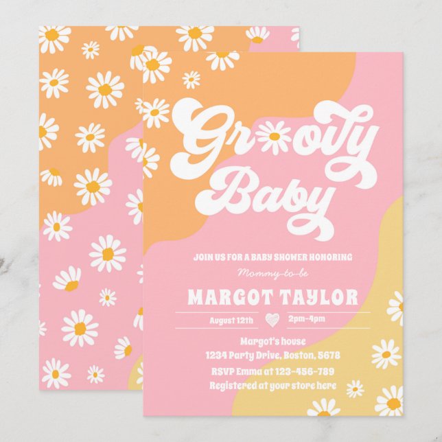 Groovy Baby Daisy Boho Hippy Vibes  Baby Shower Invitation (Front/Back)