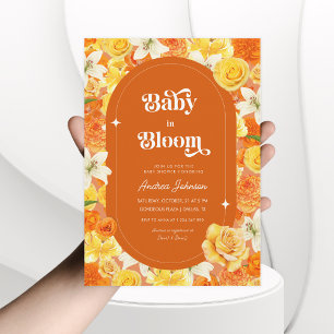 Groovy Baby in Bloom   Retro Floral Baby Shower    Invitation