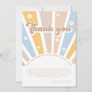 Groovy Baby Pink Retro Baby Shower Thank You Card