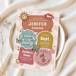 Groovy Baby Retro Daisy Baby Shower Invitation