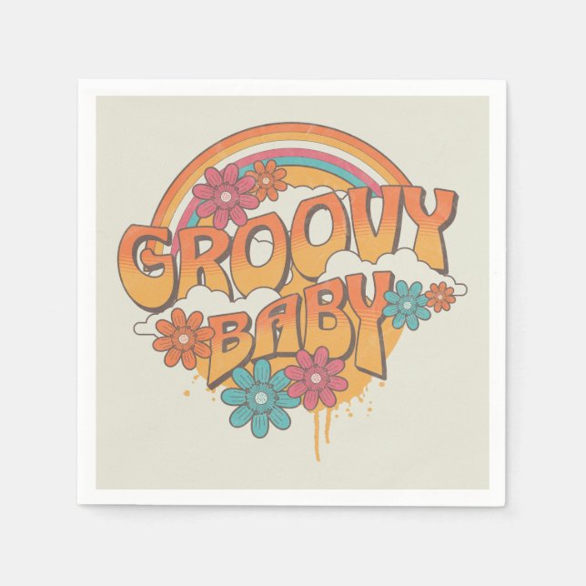 Groovy Baby retro style design Napkin (Front)