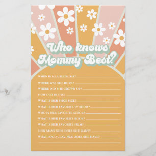 Groovy Baby Retro Sunshine Who Knows Mom Best Game Flyer
