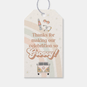 Groovy baby shower retro 70s theme favour gift tag