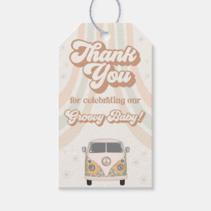 Groovy baby shower retro 70s theme favour gift tags