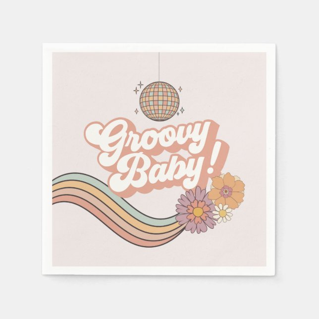 Groovy Baby Shower Retro Party Plates Napkin (Front)