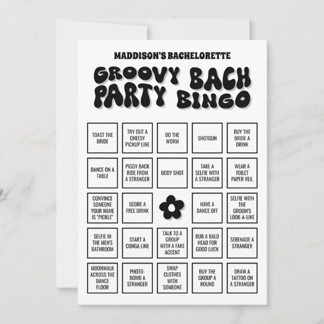 Groovy Bach Bachelorette Party Bingo, Download it! Invitation (Front)