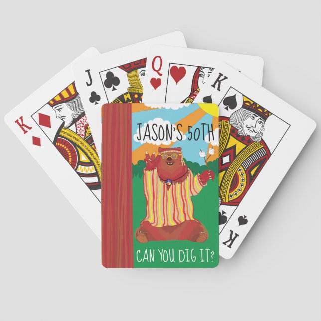 Groovy Bear Birthday Playing Cards (Back)