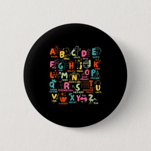 Groovy Biblical Alphabet Christian Teacher Student 2 Inch Round Button
