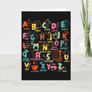 Groovy Biblical Alphabet Christian Teacher Student Card