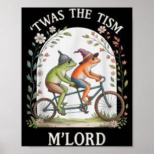 Groovy Bicycle Frog Tandem Cottagecore Cycling Poster