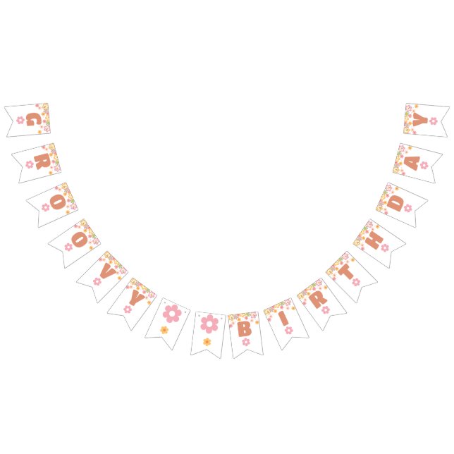 Groovy Birthday Daisies Hippie Birthday Bunting Flags (All)