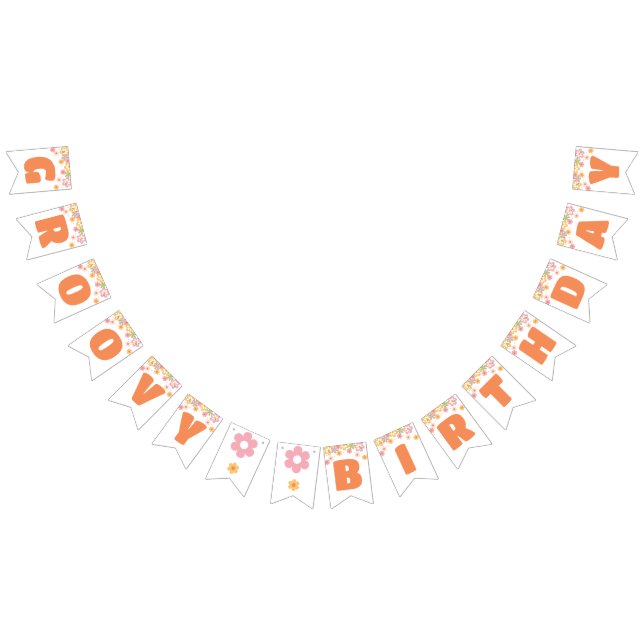 Groovy Birthday Daisy Hippie Birthday Bunting Flags (All)