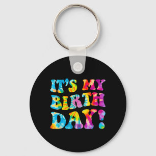 Groovy Birthday Girls Women Teens Kid Bday Tie Dye Keychain