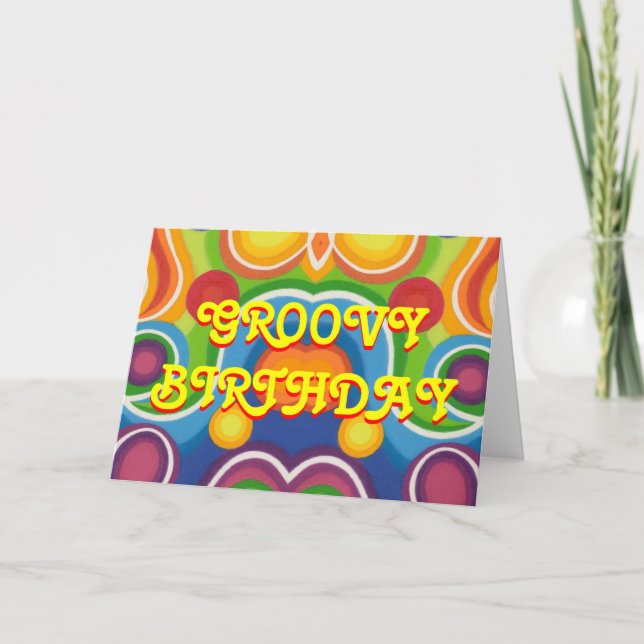 'Groovy Birthday' greetings card (Front)