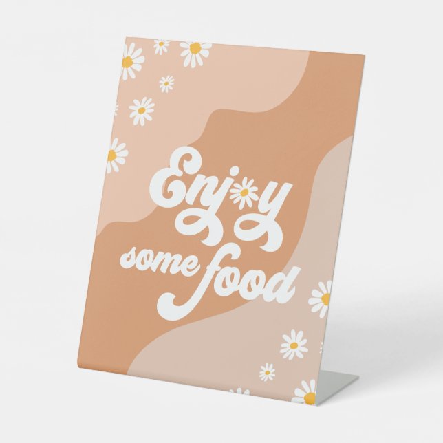 Groovy Birthday Party Boho Daisy Decorations Table Pedestal Sign (Front)