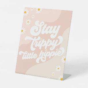 Groovy Birthday Party Boho Daisy Decorations Table Pedestal Sign