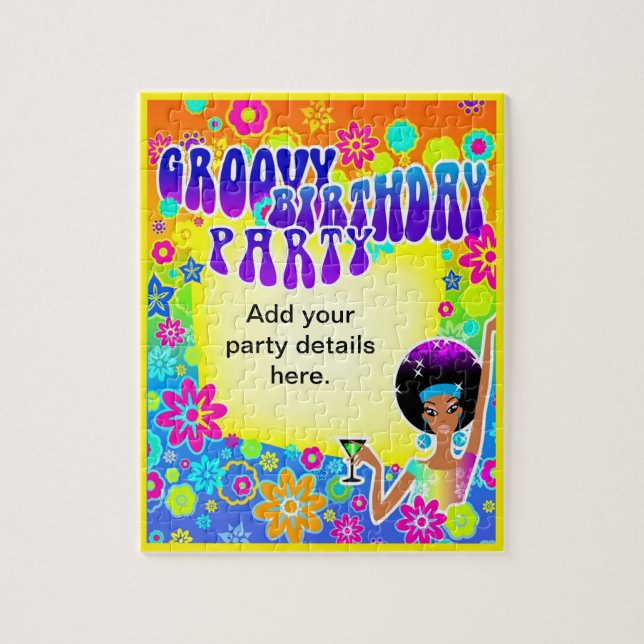 Groovy Birthday Puzzle Invitation (Vertical)