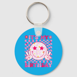 Groovy Birthday Women Ns Girls Kids Bday Party Keychain