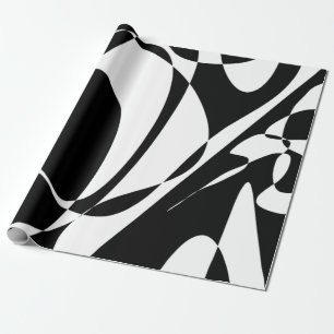 Groovy Black and White Pattern Wrapping Paper