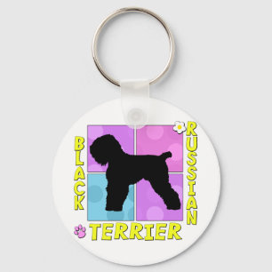 Groovy Black Russian Terrier Keychain