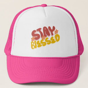 Groovy Blessed Hand Lettering Flower  Trucker Hat