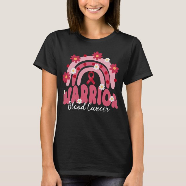 groovy blood cancer warrior rainbow flower   T-Shirt (Front)