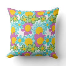 Groovy Bloom Throw Pillow