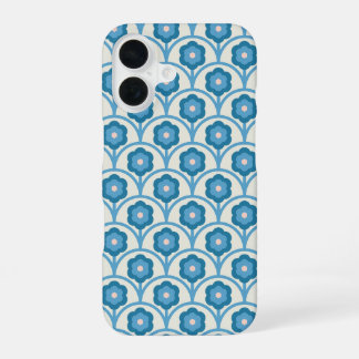 Groovy Blue and Pink Rainbow Flowers iPhone 16 Case