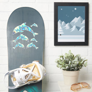 Groovy Blue and Yellow Fractal Dolphins Set