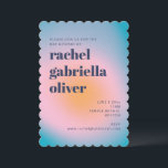 Groovy Blue Gradient Retro Photo Bat Mitzvah Invitation<br><div class="desc">Groovy Blue Gradient Retro Photo Bat Mitzvah Invitation</div>