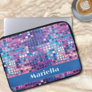 Groovy Blue & Purple Disco Ball Personalized Laptop Sleeve