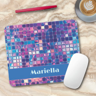 Groovy Blue & Purple Disco Ball Personalized Mouse Pad