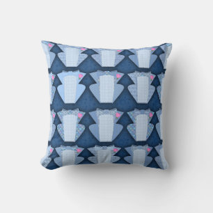 Groovy Blue Tux Pattern Throw Pillow
