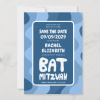 Groovy Blue Waves Custom Bat Bar Bnai Mitzvah