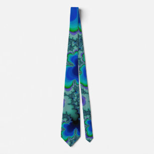 Groovy Blues Fractal Abstract Art Tie