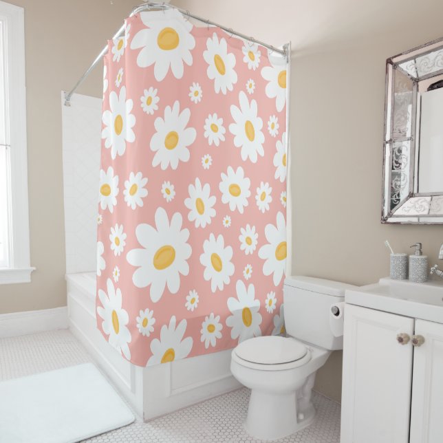Groovy Blush Boho Daisy Floral Garden Pattern (In Situ)