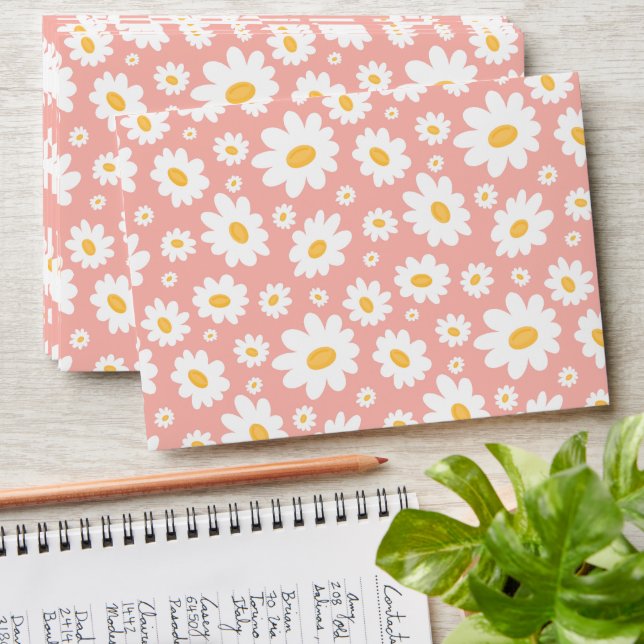 Groovy Blush Boho Daisy Floral Garden Pattern Envelope (Stacked)