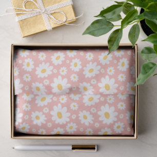 Groovy Blush Boho Daisy Floral Garden Pattern Tissue Paper